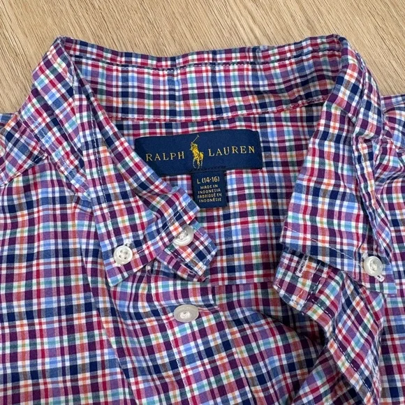 Ralph Lauren Multi Color Button Down L (14-16) - Picture 2 of 5